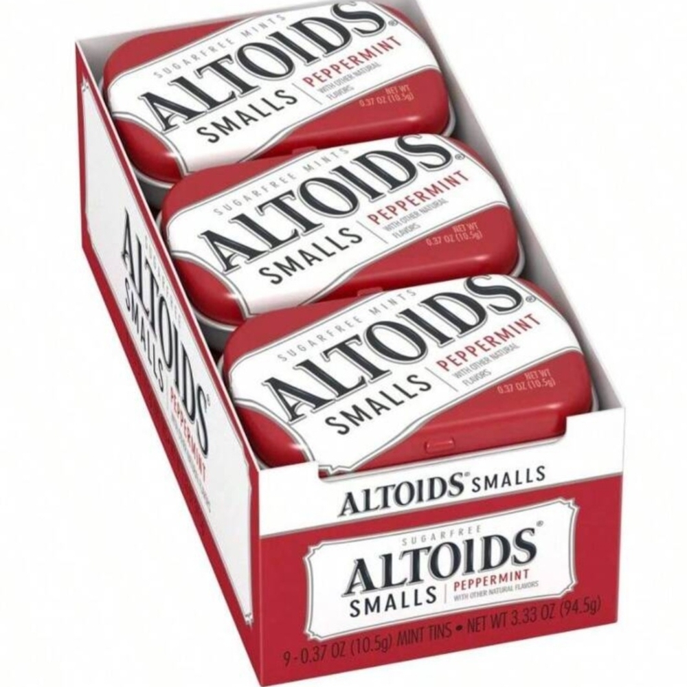 Altoids Smalls Peppermint Sugar Free, Best By 8-24 Discontinued 1 Box, 9 Tins
